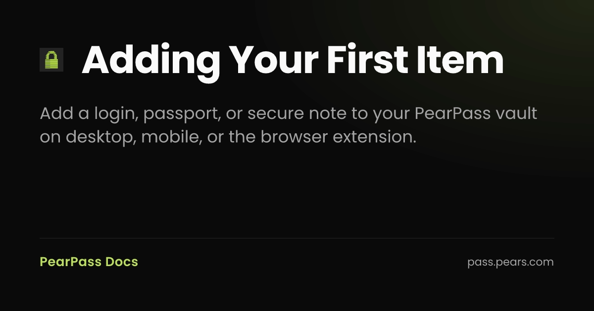Adding Your First Item