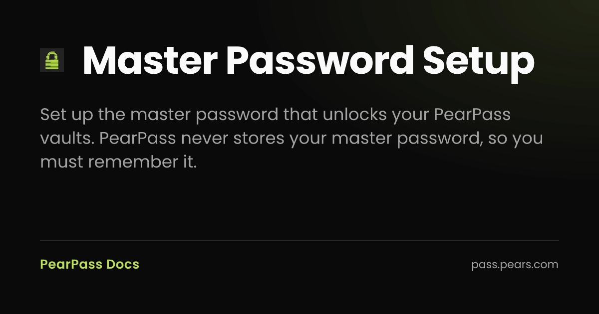 Master Pass Recovery Code Master Password Setup