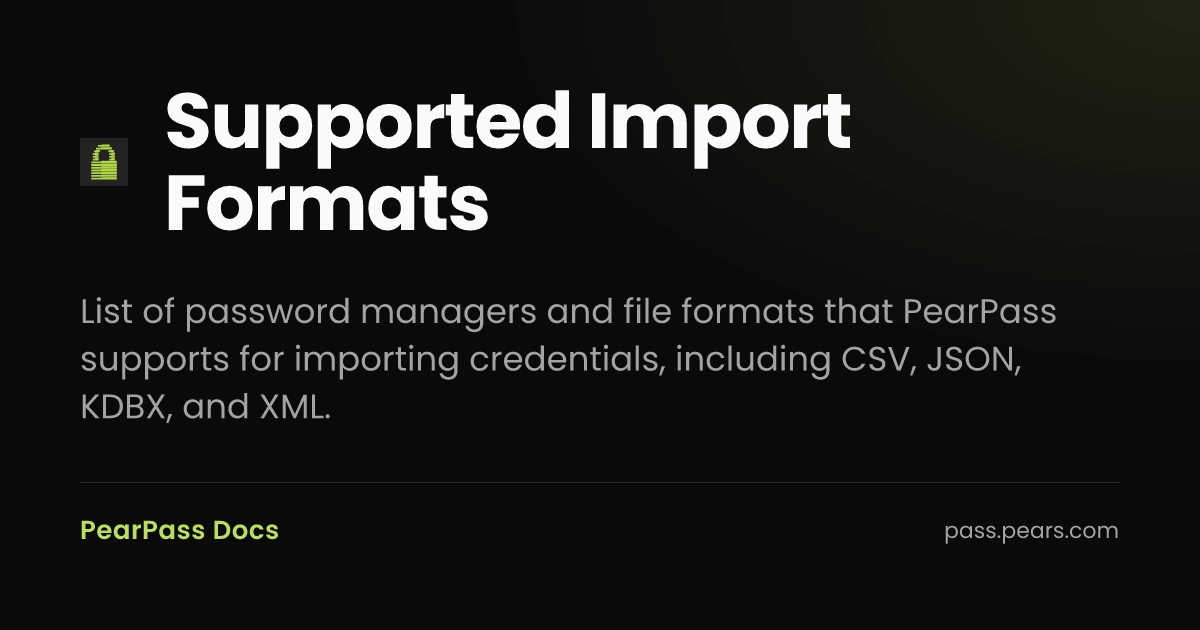 Supported Import Formats